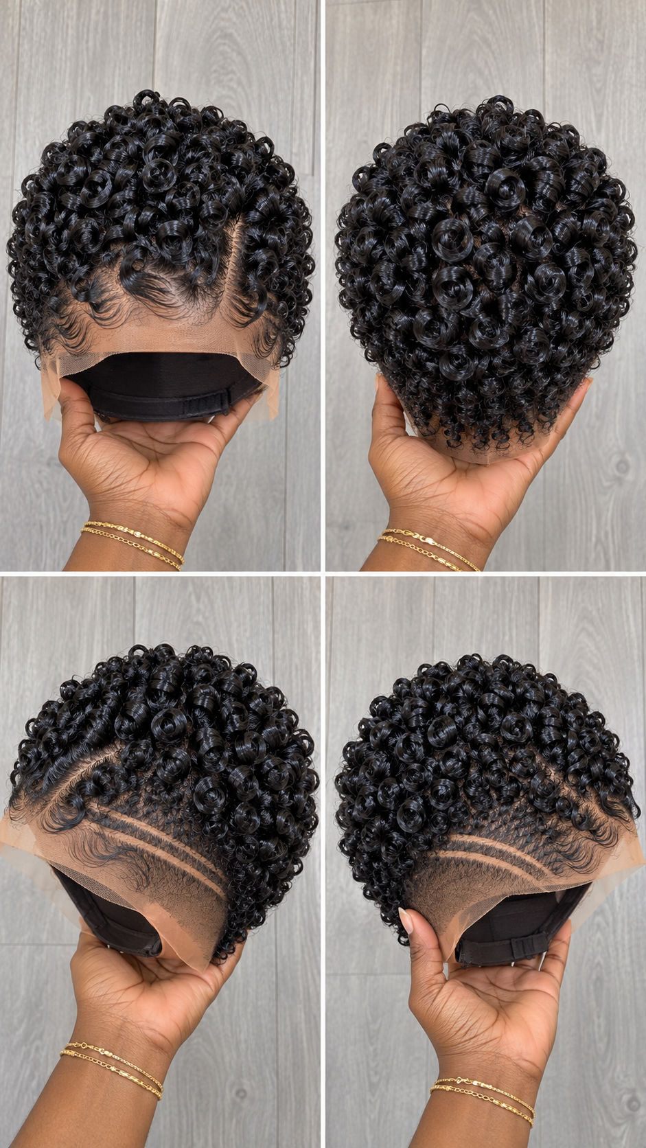 Four-Angle Black Spiral Lace Wig With Feathered Hairline Waves and Double Temple Partings #bestk