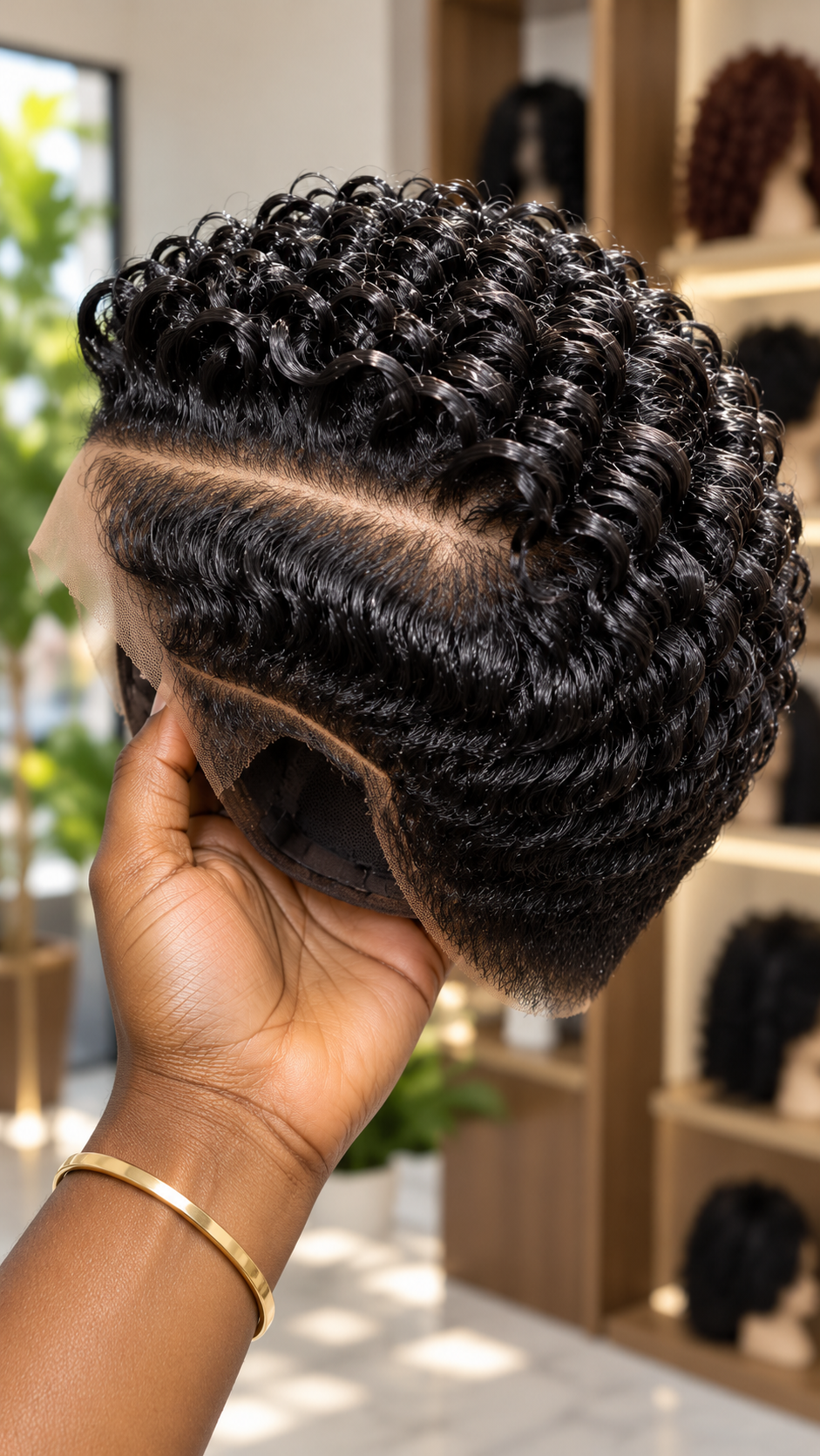 Midnight Black Coil Pixie Lace Wig With a Sweeping Side Part and Layered Finger Waves #stay