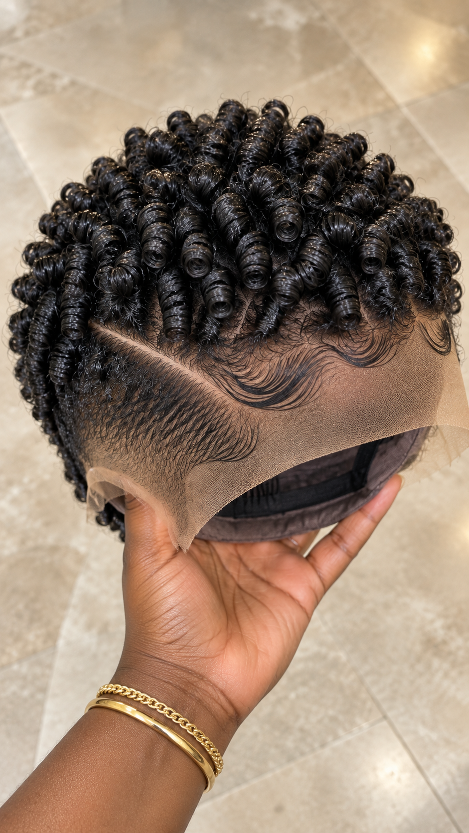 Raven Black Corkscrew Wig With a Deep Diagonal Part and Feathered Forehead Waves #bestkk Raven Black Corkscrew Wig With a Deep Diagonal Part and Feathered Forehead Waves #bestkk