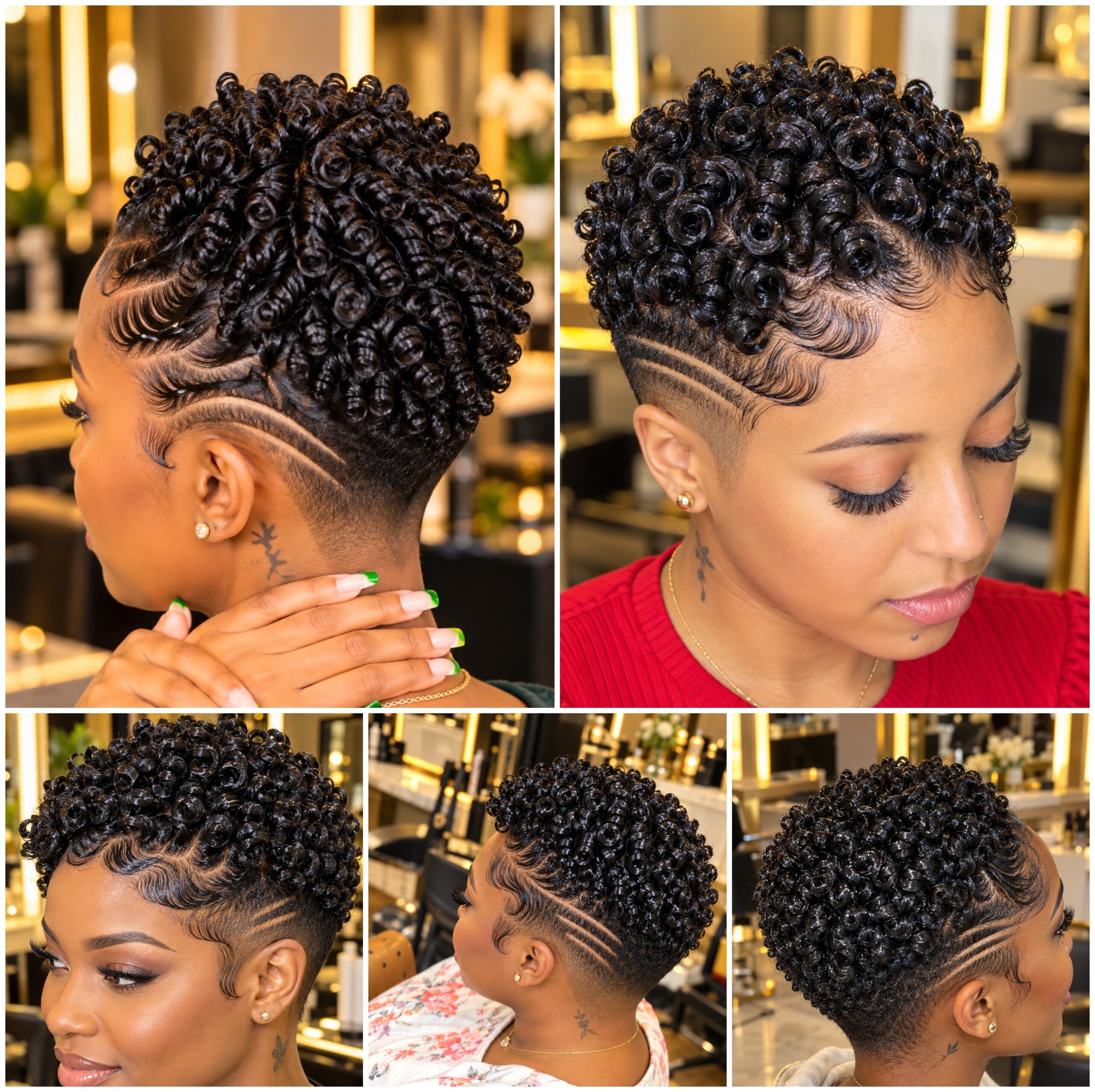 Coily Taper Fades with Sleek Front Waves Coily Taper Fades with Sleek Front Waves