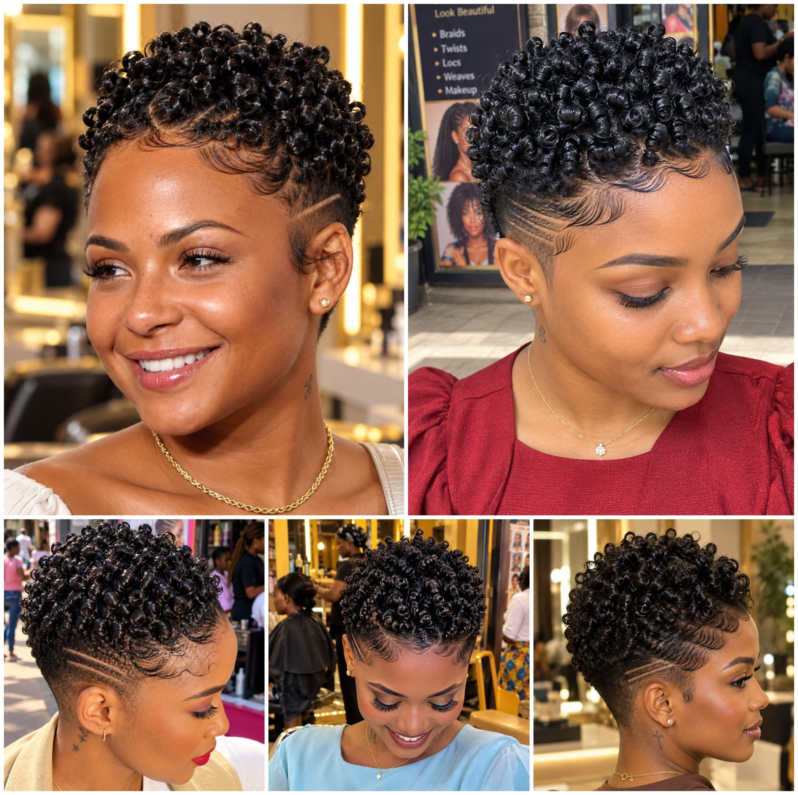 Coily Pixie Fade with Sleek Finger-Wave Front