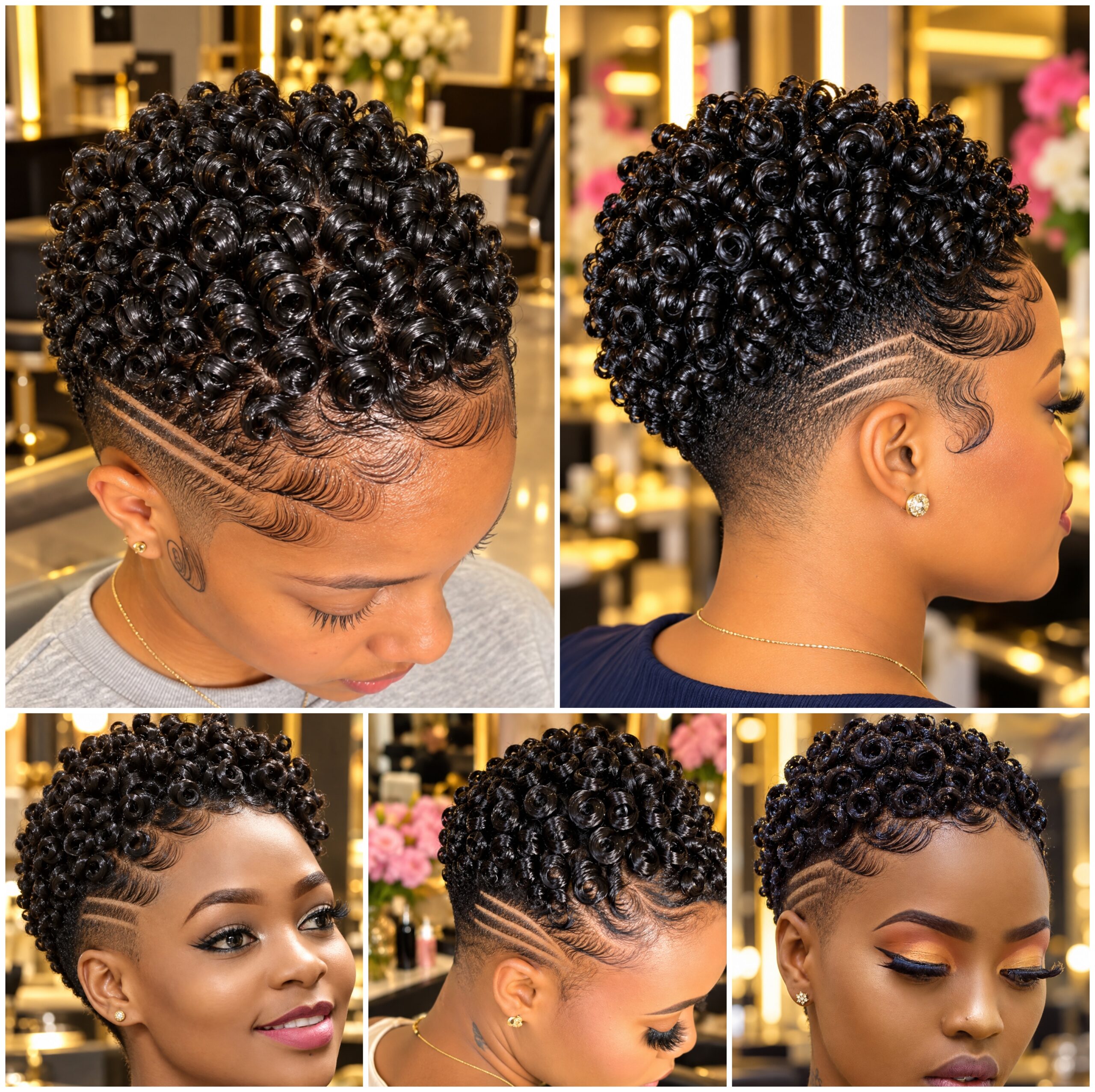 Short Afro Coil Cuts with Temple Accents