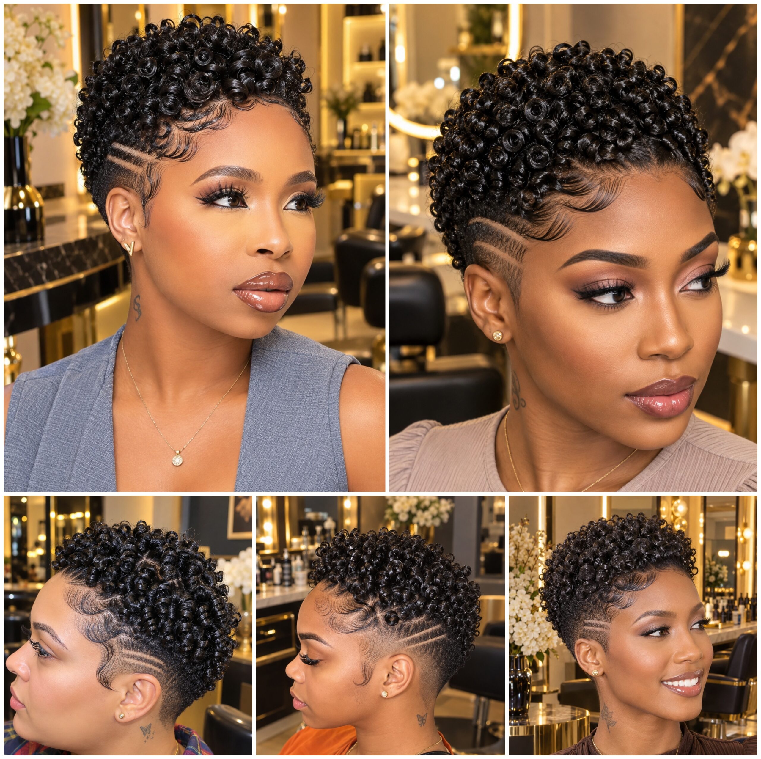 Glossy Afro Coils with Double Razor Detail
