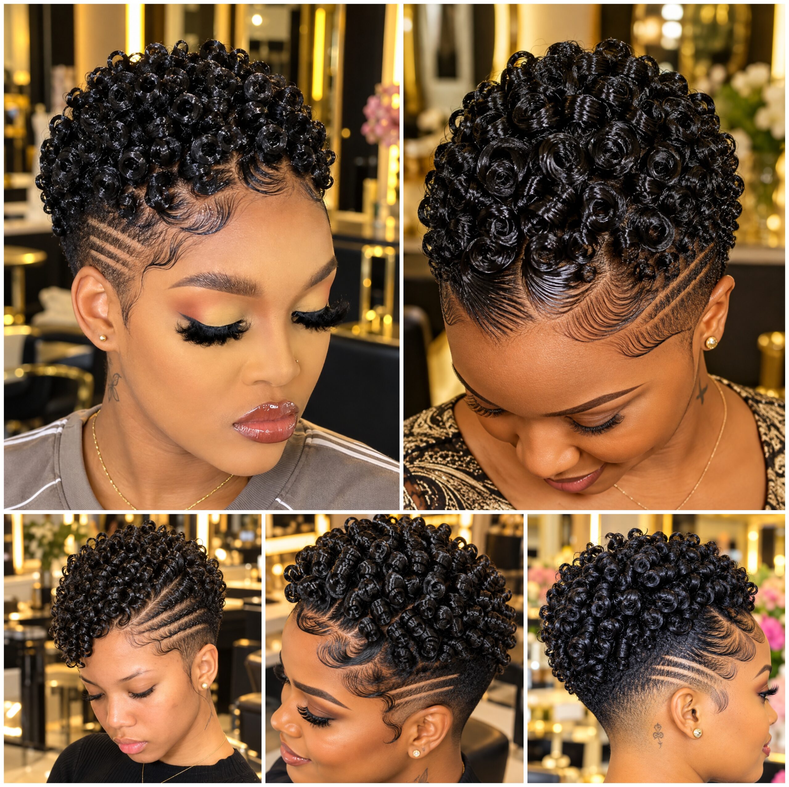 Low Taper Afro Coils with Razor Lines