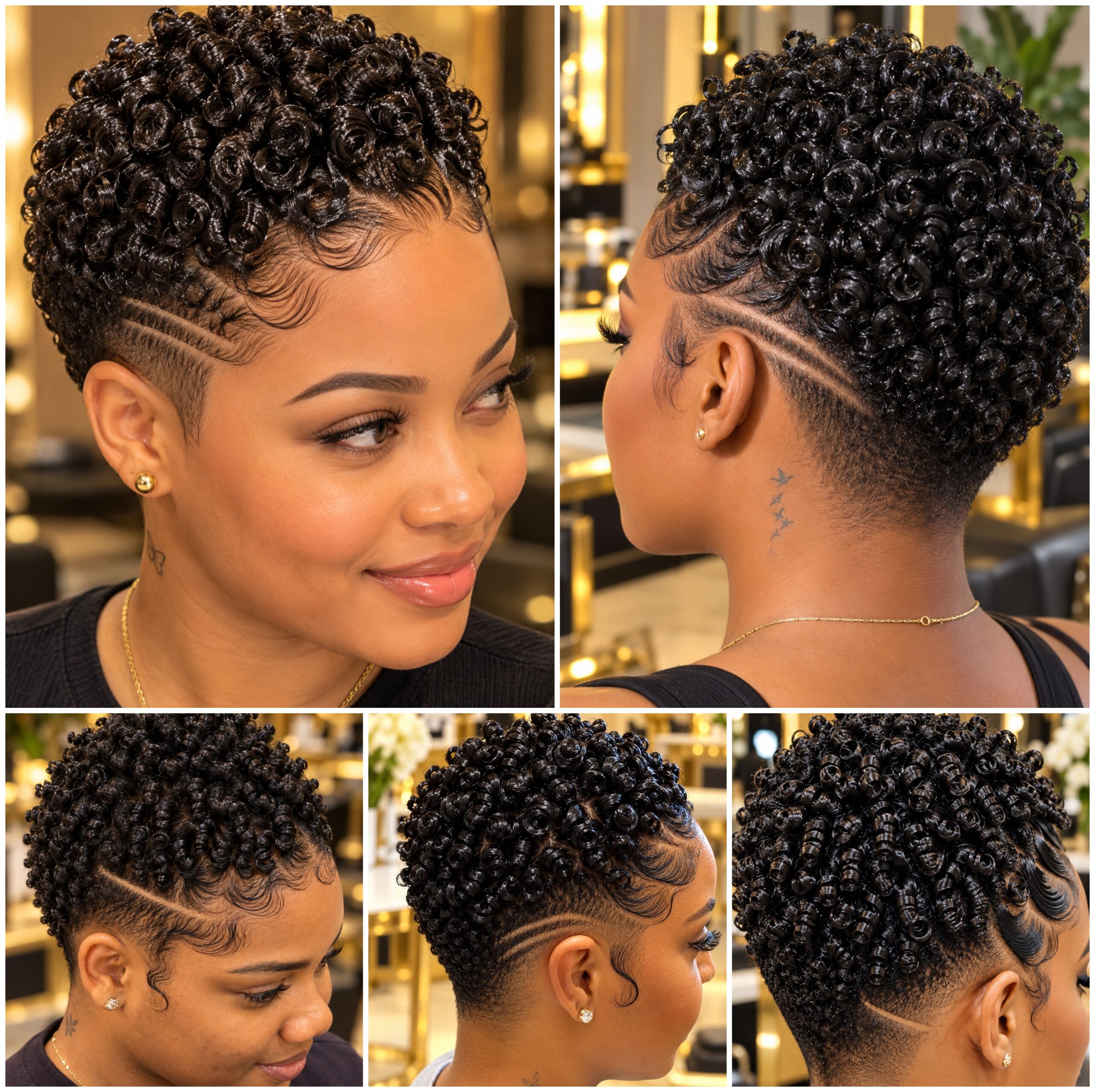 Curly Fade Cuts with Parallel Side Parts