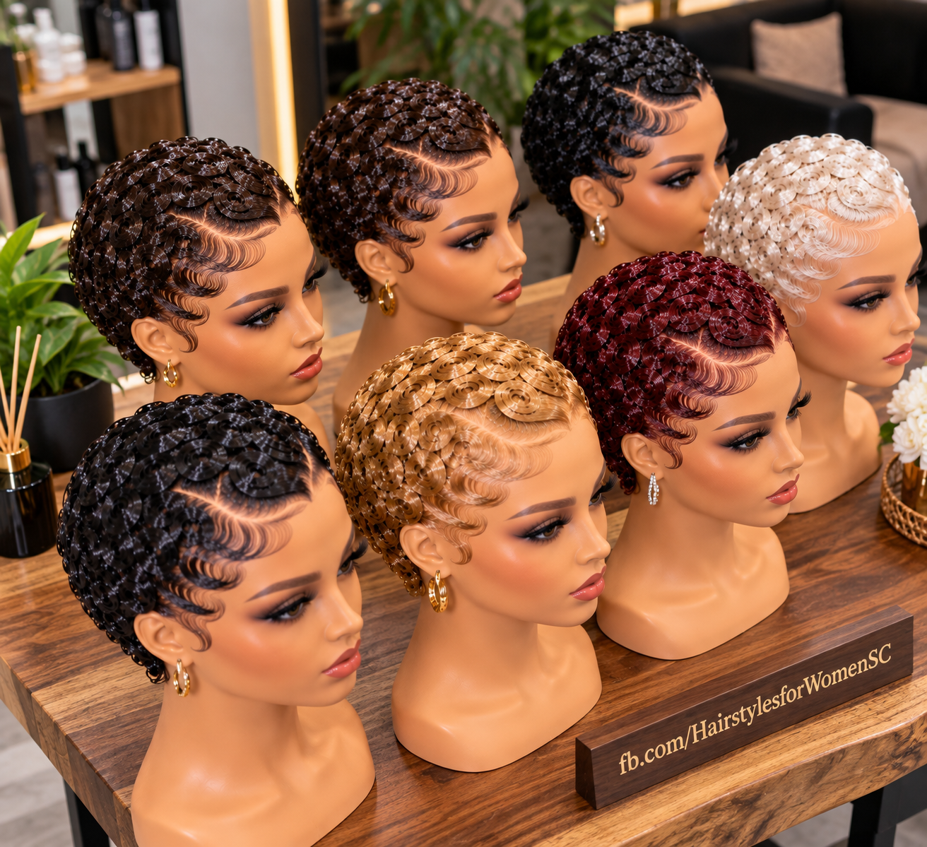 Seven Sculpted Finger-Wave Pixie Wigs in Jet Black, Honey Gold, Burgundy and Pearl Blonde #HairstylesforWomenSC Seven Sculpted Finger-Wave Pixie Wigs in Jet Black, Honey Gold, Burgundy and Pearl Blonde #HairstylesforWomenSC