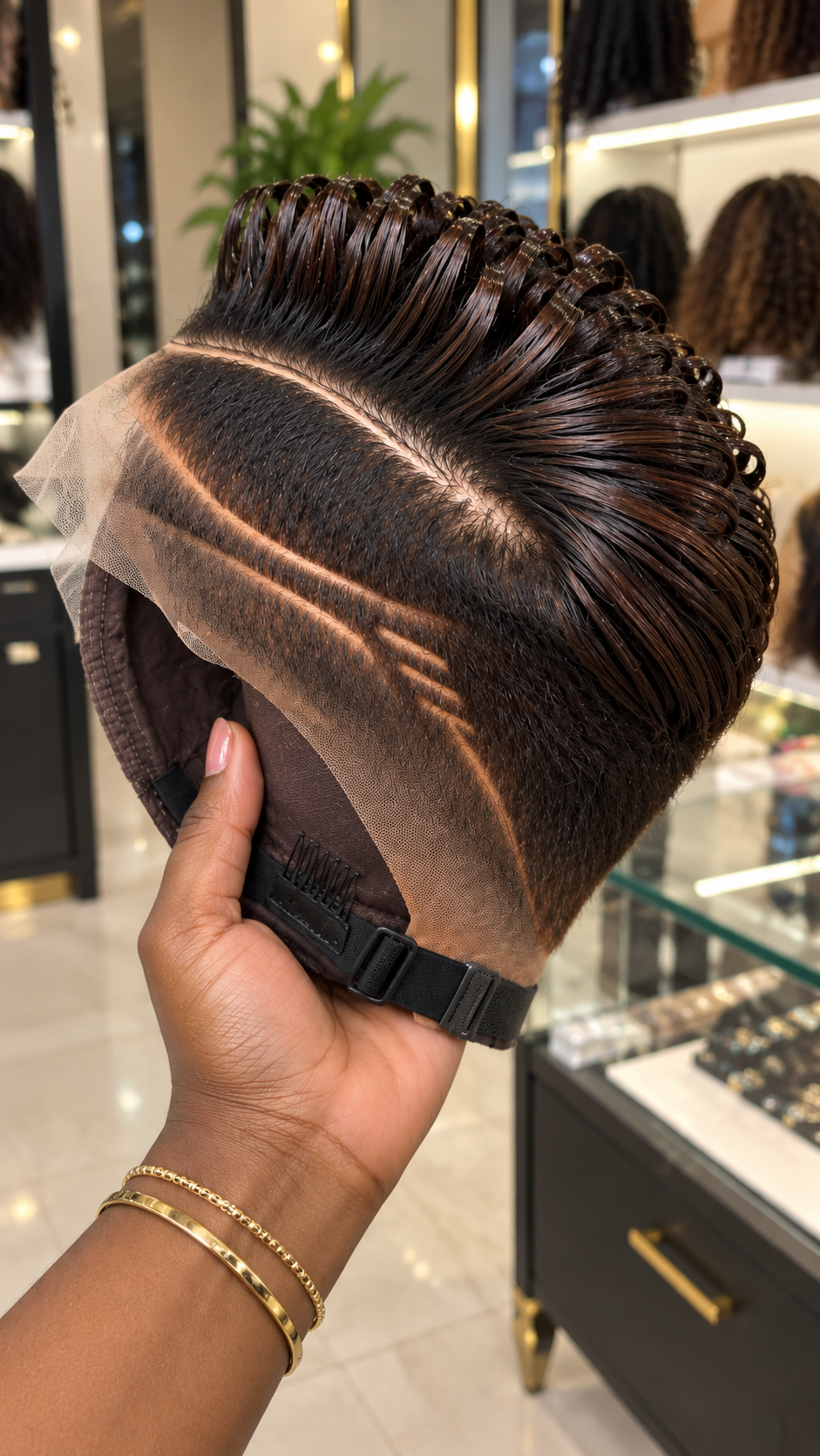 Deep Espresso Loop Wig With Triple Side Lines and Sculpted Crown #apdh