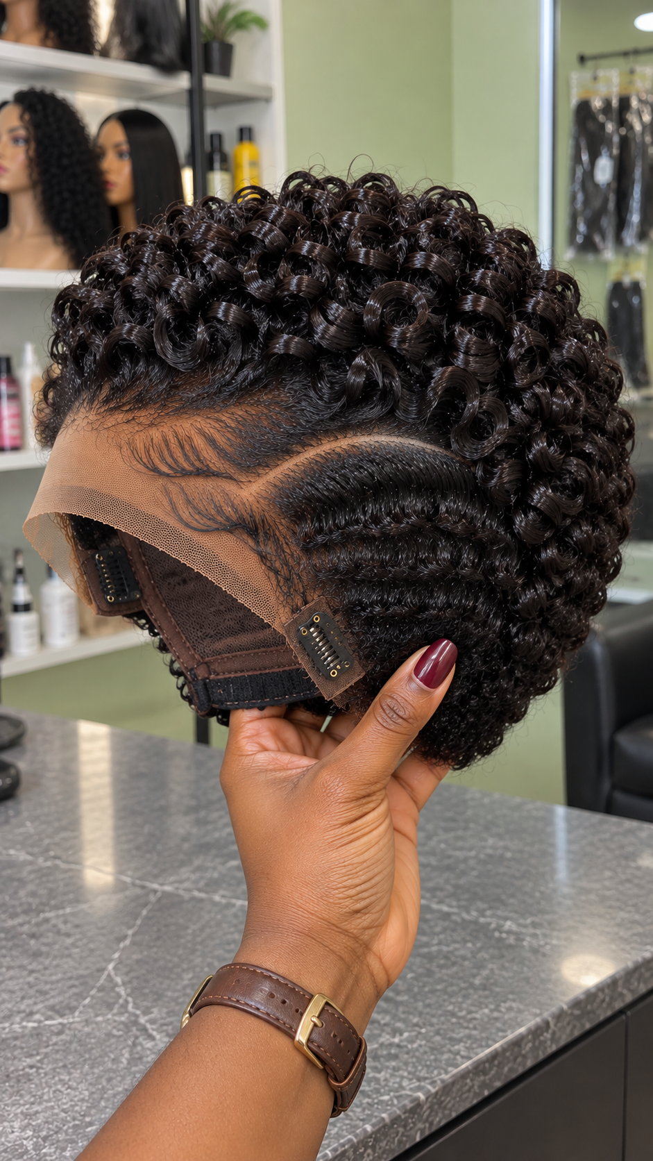 Deep Espresso Spiral Wig With a Sculpted Wave Crest and Curved Temple Division #HaircutStyleIdeas