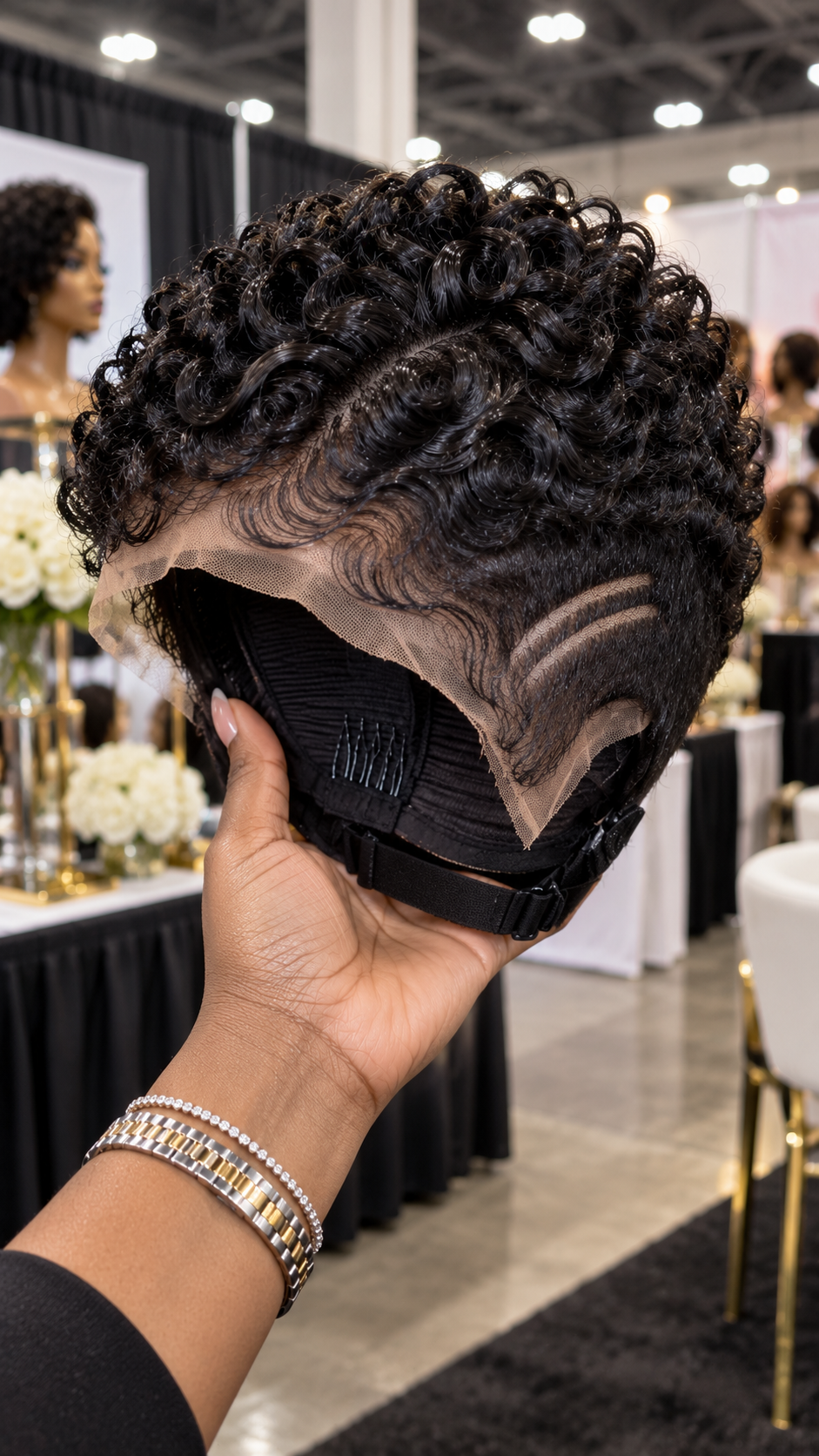 Onyx Black Sculpted Spiral Wig With Asymmetric Crown Parting and Twin Temple Arches #natu