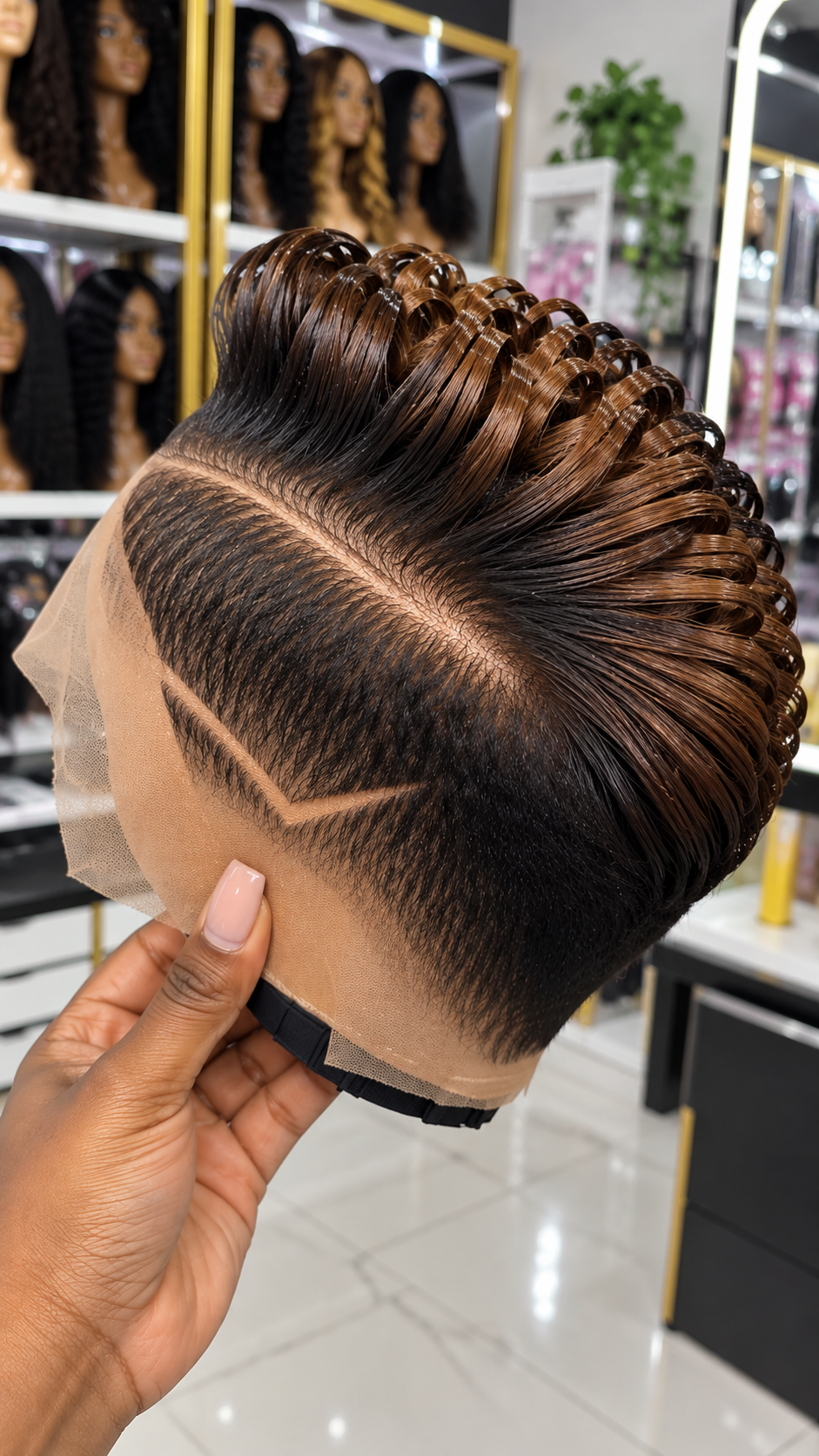 Chestnut Brown Swept Ribbon Wig With a Single Angular Side Accent #brh Chestnut Brown Swept Ribbon Wig With a Single Angular Side Accent #brh