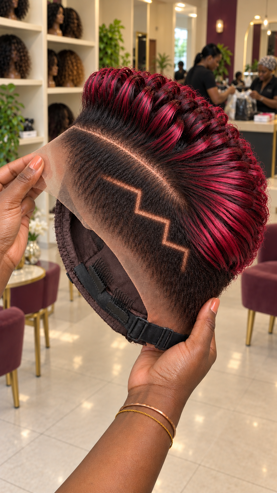 Ordering A Black And Magenta Sculpted Pixie Wig With A Zigzag Side Design #ssh Ordering A Black And Magenta Sculpted Pixie Wig With A Zigzag Side Design #ssh