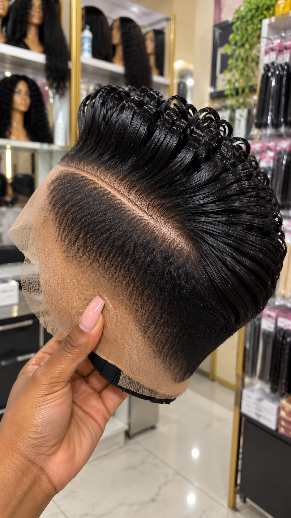 Black Sculpted Loop Lace Wig With Deep Diagonal Parting #brh