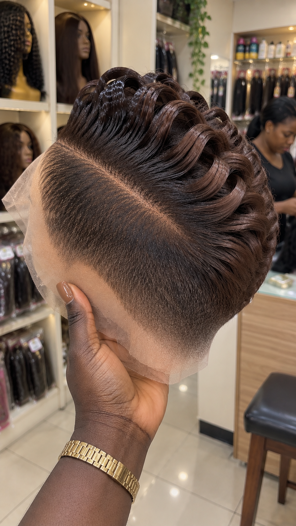 Espresso Brown Loop Crown Wig With a Seamless Close-Side Foundation #bwih Espresso Brown Loop Crown Wig With a Seamless Close-Side Foundation #bwih