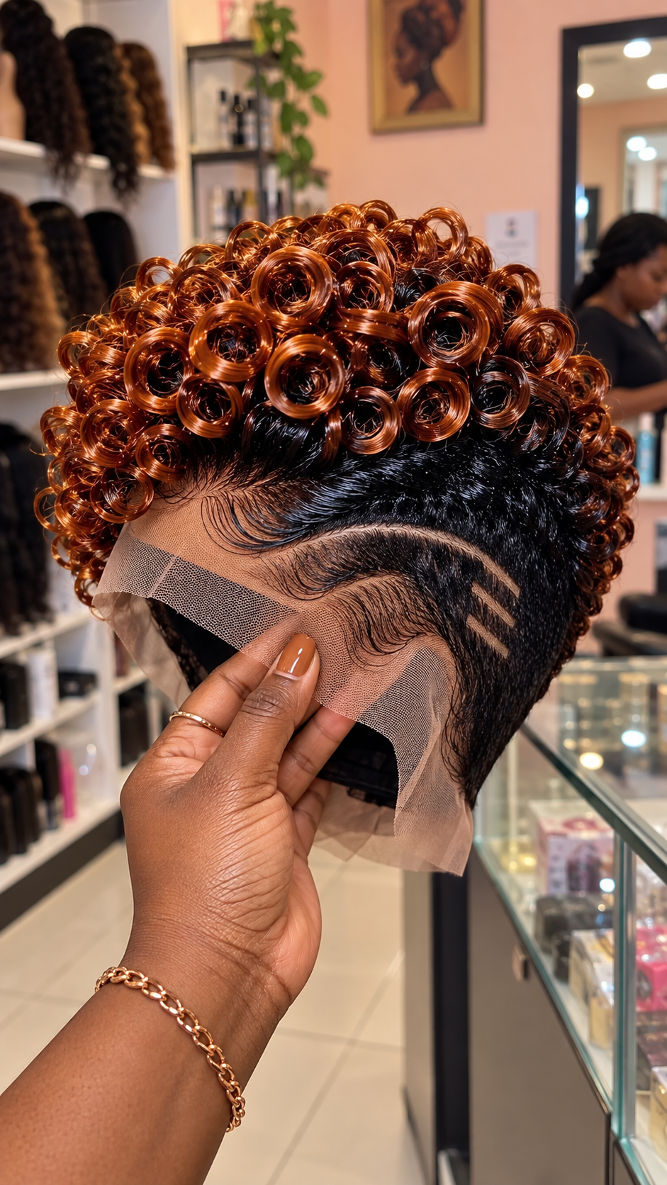 Where to Buy a Copper Ring Curl Pixie Wig With Black Sides and Razor Line Detail #hwb Where to Buy a Copper Ring Curl Pixie Wig With Black Sides and Razor Line Detail #hwb