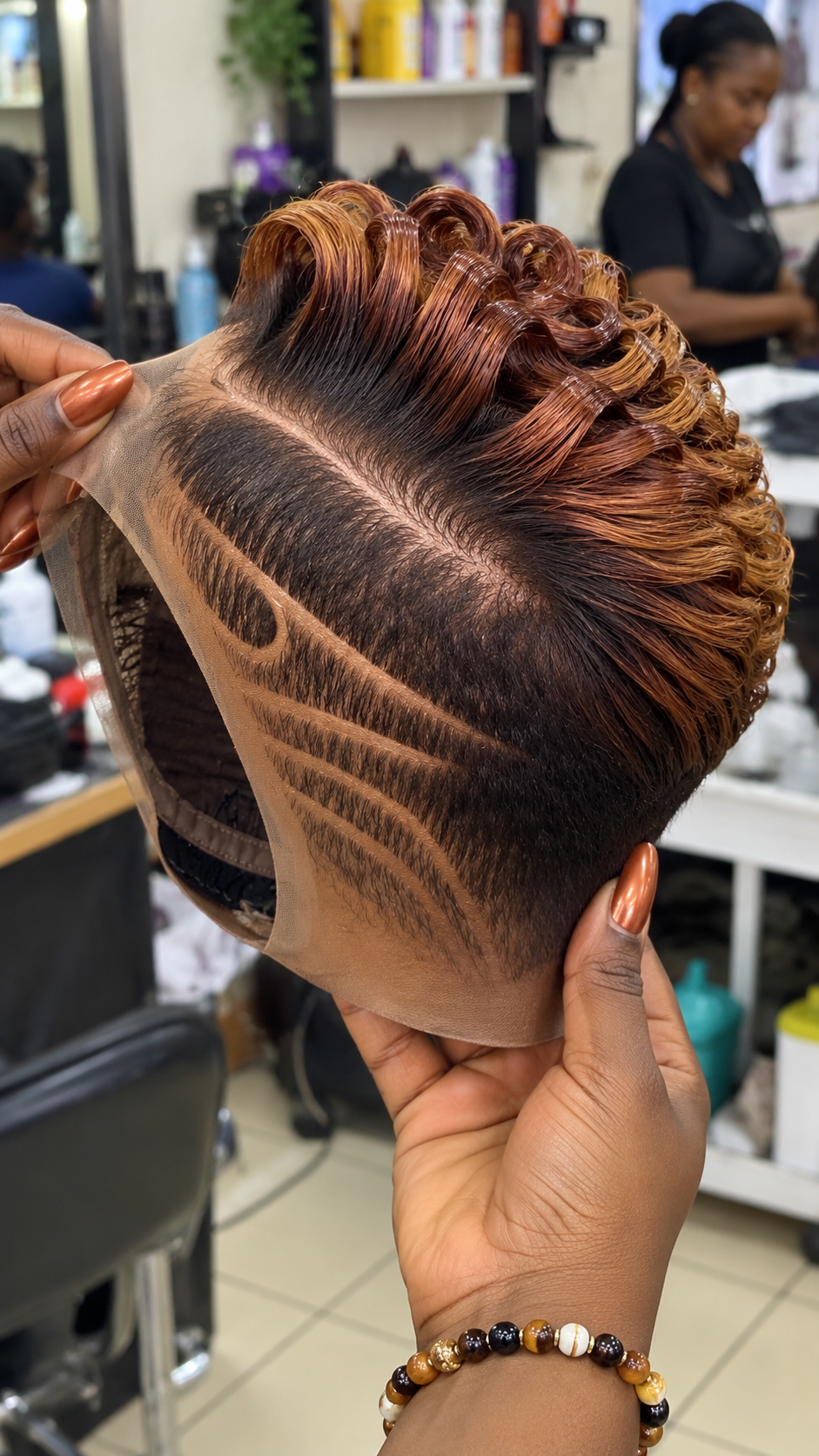 Copper Wave Loop Wig With Triple Side Lines for Custom Orders #afth